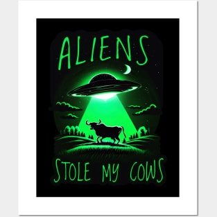 Aliens stole my cows Posters and Art